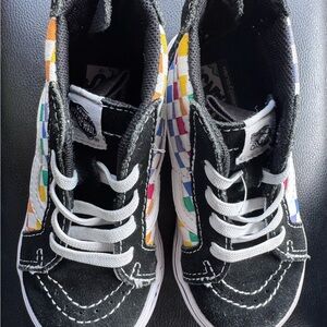 Vans Kids' Black and Multicolor Checkered Sneakers
